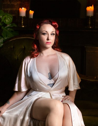 Miss Kendal strict yet sensual in vintage lingerie photoshoot